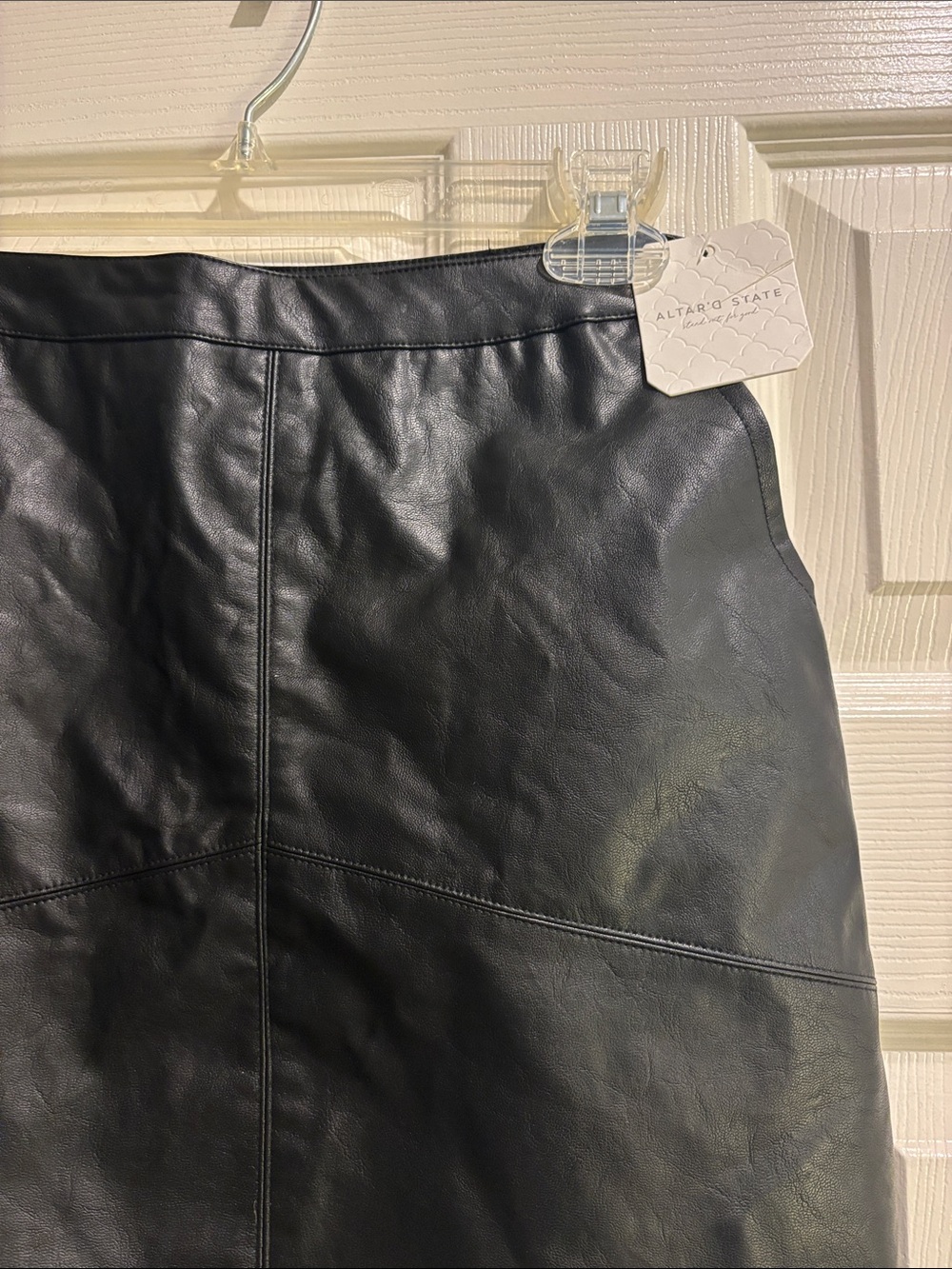 Altar'd State Black Faux Leather Mini Skirt size XS NWT